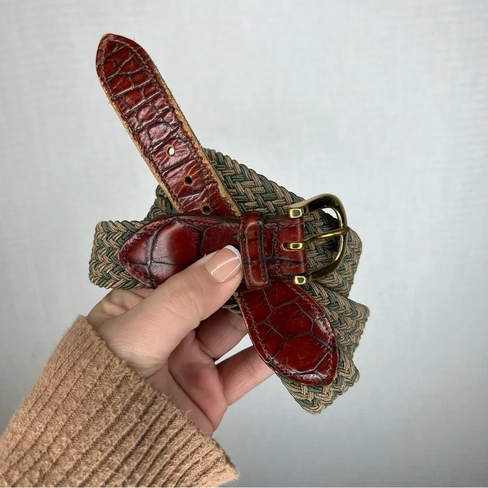 Crookhorn | Red and Tan Woven Leather Belt‎ Stretch 46